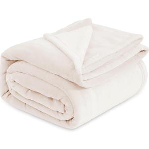 Fleece Blankets Standard Size Cream - Bed Blanket Soft Lightweight Plush Fuzzy Cozy Luxury Microfiber