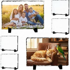 6 x Gersoniel 6 Pack Sublimation Slate Blanks 5.9 x 7.9 Inch Heat Thermal Transfer Stone Photo Frame, Rectangular Sublimation Plaque Picture Frame with Stand for Personalized DIY Birthday Holiday Gifts