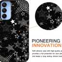 for Samsung Galaxy A15 5G 6.5'' Cute Cool Black Star Phone Case, Aesthetic Trendy Y2K Stars Silicone Matte Design Phone Cover Soft Slim Frame TPU Protective Shockproof Case for Women Girls