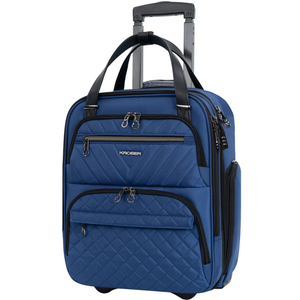 KROSER Carry On Underseat Multi-functional, 16-inch Underseater Lightweight Overnight Suitcase for Men Women, dark blue