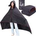 Outdoor Puffy Camping Blanket, Lightweight Down Alternative Puffy Waterproof Stadium Blanket with Portable Bag, Lightweight Camping Blanket for 2 People, Cold Weather, Sports, Travel, Car, 79*54 inch (Black)