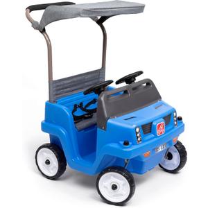 Step2 Side-by-Side Push Around SUV, Kids Push Car, 2 Seats, Stroller Substitute, Includes Seat Belts & Horns, Made of Durable Plastic, Max Weight 100 lbs., For Toddlers 1.5-5 Years Old, Blue (Large)