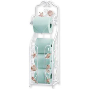 Collections Etc Shell Toilet Paper Holder and Stand with Scrolling Deisng- Bathroom Décor