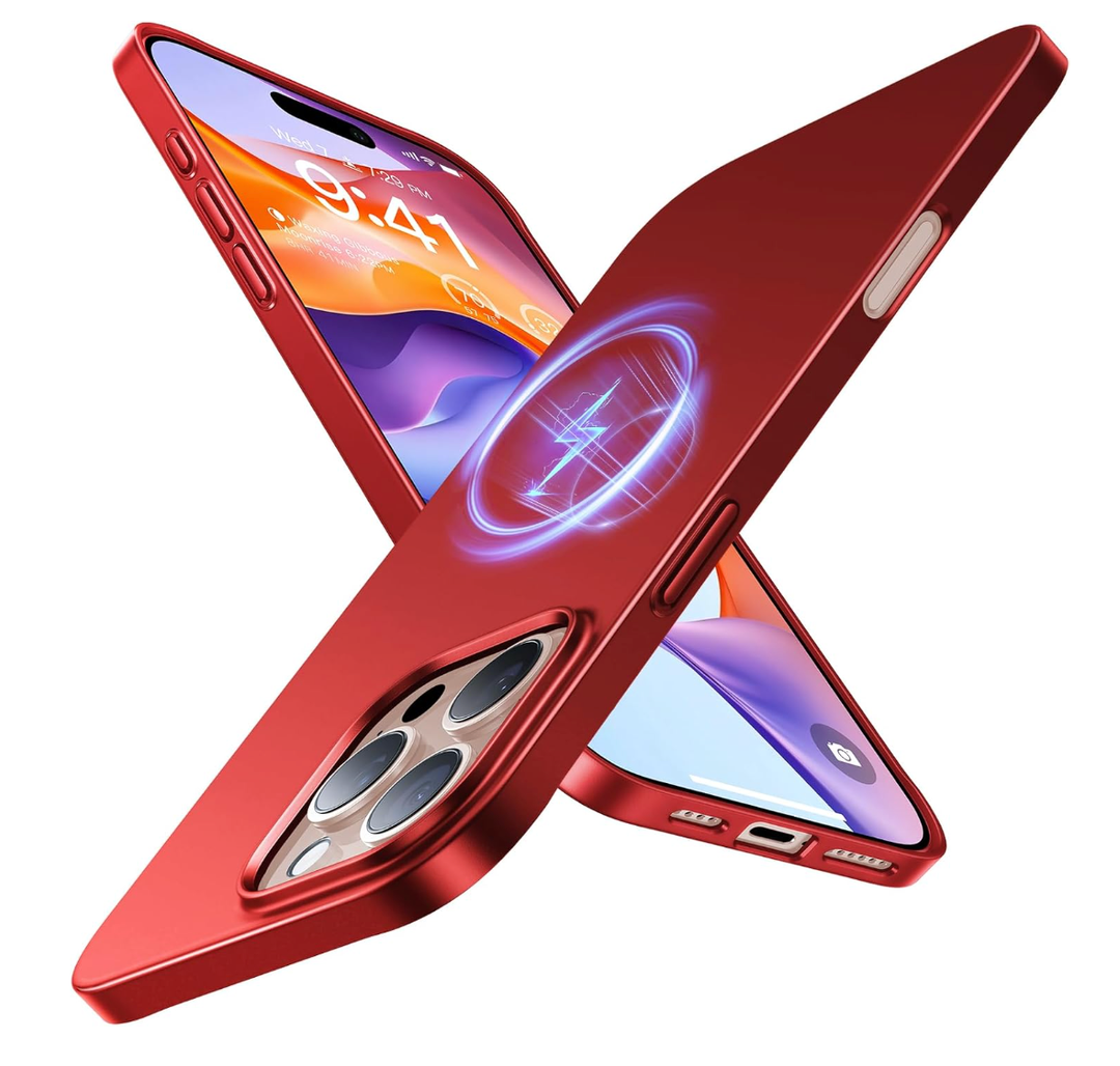 TORRAS Magnetic Slim Fit for iPhone 16 Pro Case 6.3 inch, Ultra-Thin 16 Pro Case Compatible with MagSafe, Lightweight Matte Anti-Scratch Hard PC Cover Phone Case for iPhone 16 Pro OriginFit, Red