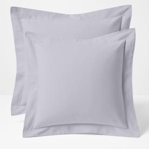 2 Pack Euro Pillow Shams 26x26  600 Thread Count 100% Organic Cotton Silver Square Pillow Covers with 2 Inch Flange, Soft & Smooth Premium Hotel-Quality Pillowcases Set of 2
