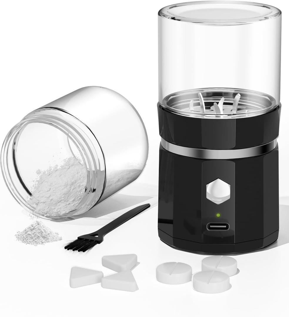 Portable Cordless Electric Pill Crusher - Wodvalt Pill Crusher Fine Powder for Elderly, Battery Operated Pill Grinder for Multiple Pills, Small and Large Medication and Vitamin Tablets