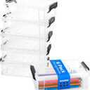 Extra Large Pencil Box, Plastic Hard Pencil Pen Case, Clear Crayon Box Bulk Marker Organizer, Plastic Storage Box Containers With Lids For Craft, Pen, Art, School Office Supplies(Black 6 Pack)
