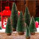 Small Christmas Trees, 6pcs Mini Christmas Tree, Artificial Bottle Brush Christmas Trees, Mini Pine Tree Tabletop Decor with Wooden Bases for Home Table Xmas Decorations