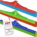 HeloMorSqueegee Broom Scrubbing Brush with Telescopic Long Handle for Garage, Patio, Deck, Tile and Shower (16 Inch (3 Pack))