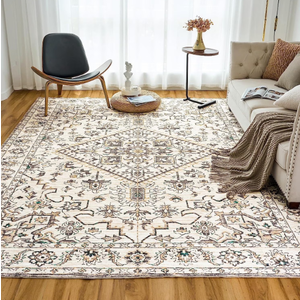 VK·LIVING Area Rugs Machine Washable Rug 9'x 12' Vintage Design Washable Area Rugs with Non Slip Rugs for Living Room Bedroom Traditional Woven Rug Carpet Stain Resistant, Home Decor Office Boho Rug  