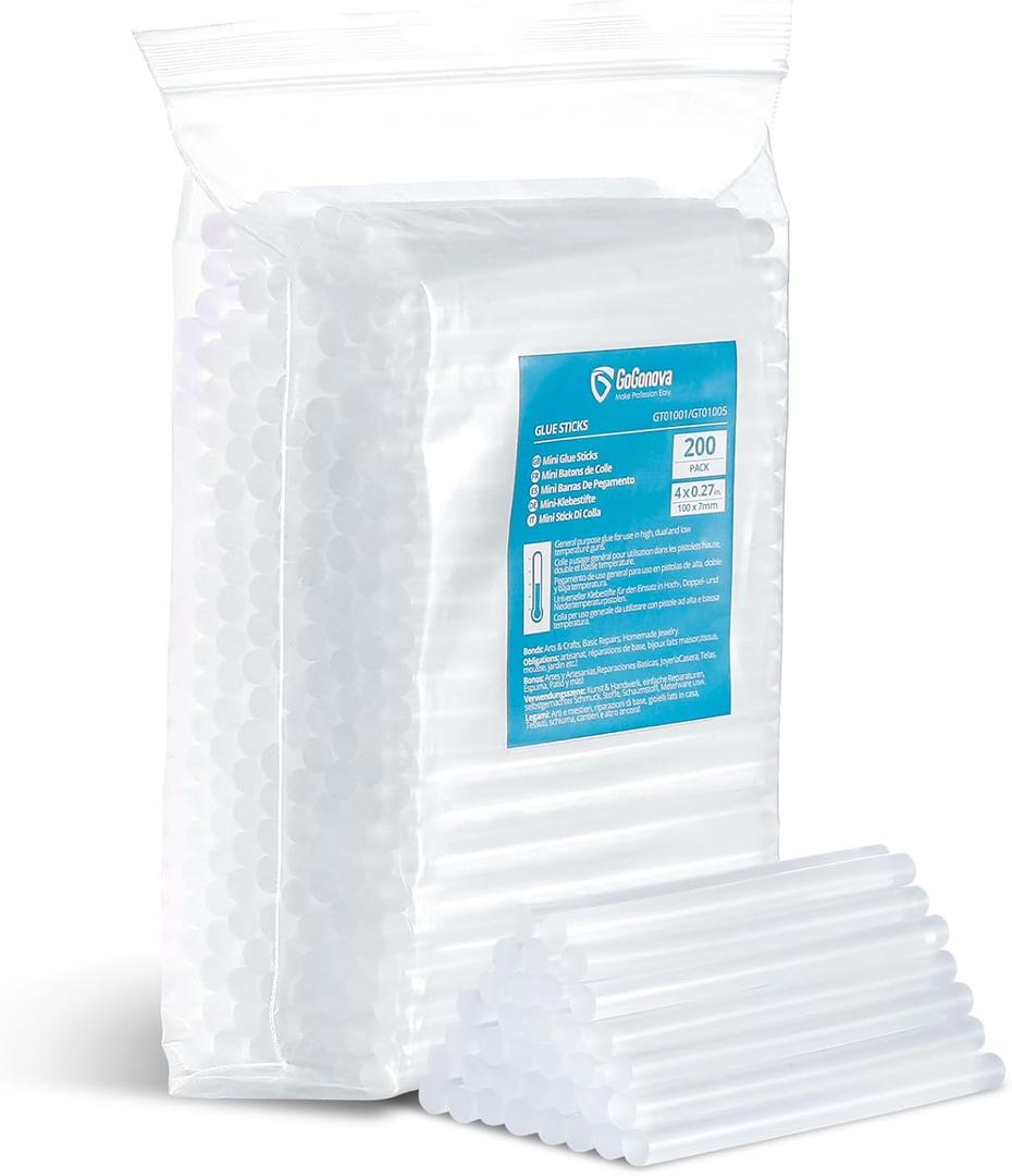 Mini Glue Sticks, GoGonova 200 Pcs Clear Mini Glue Sticks, 0.27" Diameter and 4" Long Hot Melt Glue Sticks - Compatible with Most Mini Glue Guns