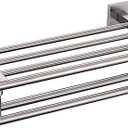 KOKOSIRI Towel Shelf with Double Towel Bars 16 Inches Bathroom Towel Rack Towel Holder Wall Mounted Stainless Steel, Brushed Nickel, B6005BR-L16