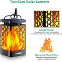 TomCare Solar Lanterns Outdoor Upgraded Flickering Flame Waterproof Hanging Lanterns Decorative Solar Powered LED Lights for Garden Patio Deck Yard, 2 Pack