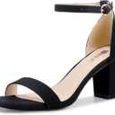 IDIFU Women's 3 Inch Heel Sandals for Women (10, Black Nubuck)