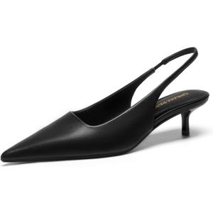 DREAM PAIRS Women's Kitten Heels Slingback Low Closed Toe Comfortable Pumps Pointed Toe Wedding Party Elegant Dress Shoes,Size 5.5,Black-Pu,SDPU25093W