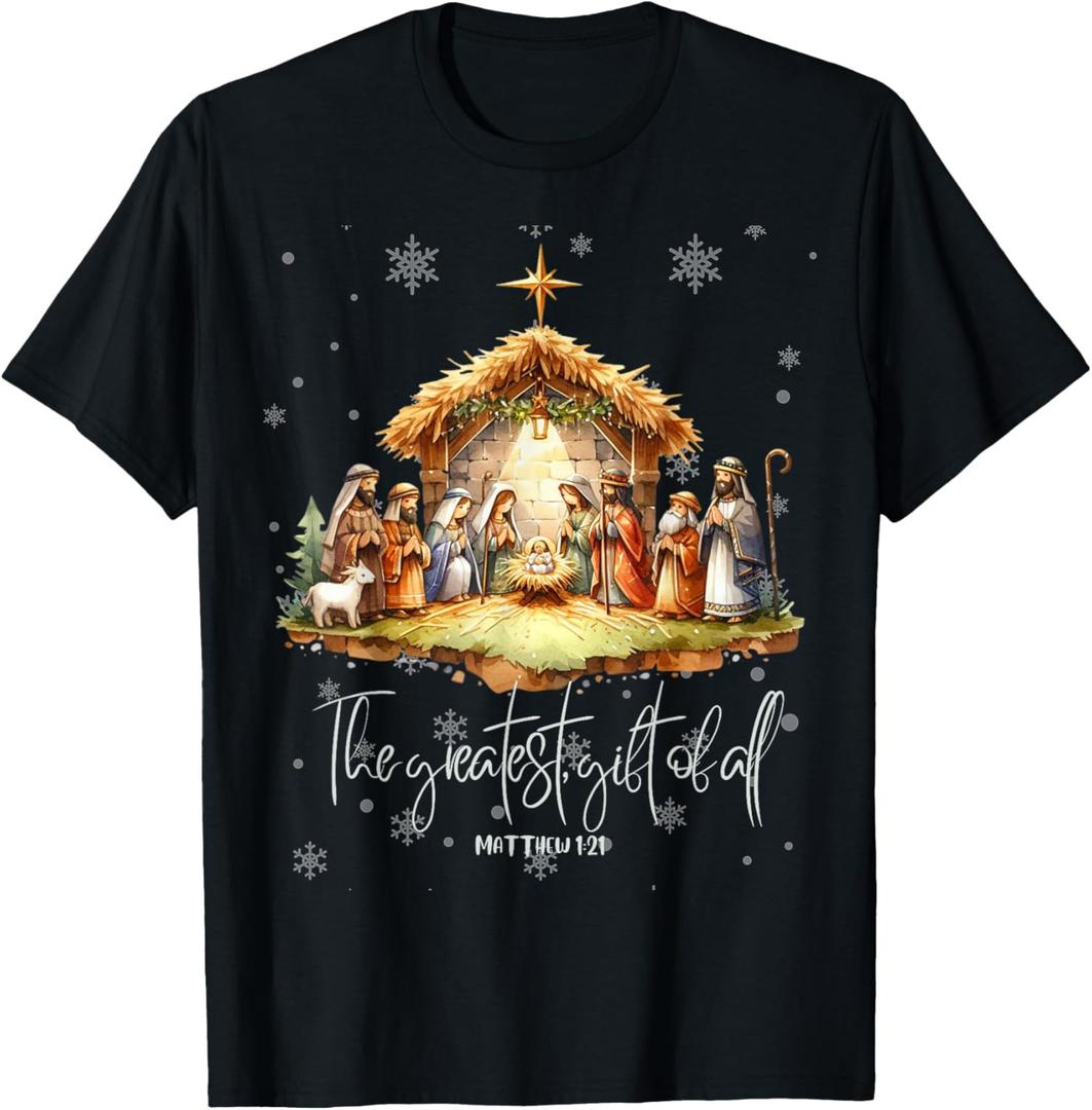 Best Ever Christmas Cool Jesus Nativity Scene Christian T-Shirt XL