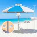 8FT Beach Umbrellas for Sand,Portable Outdoor Windproof Sun Umbrella with Push Button Tilt and Air Vent,UPF 50+ PU Coating for Patio Garden Pool Backyard