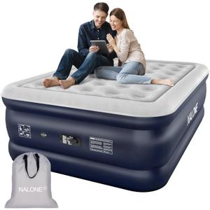 nalone Air Mattress Full with Built in Pump, 18'' Luxury Self Inflatable Mattress, 2025 Upgraded Fast Blow Up Mattress with Carry Bag, Portable Air Bed for Home, Travel & Camping, 650lbs Max (Blue)