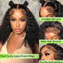 Curly Bob Wig Human Hair Deep Wave 13x4 HD Lace Front Wigs Human Hair for Black Women Pre Plucked Wear and Go Glueless Short Frontal Wet and Wavy Wig 14 Inch