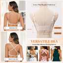 Yusongirl Seamless Low Back Bra Wireless Padded Bralette Thin Straps V Neck Halter Backless Cross Multiway Convertible Bras (Beige, L)