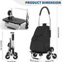 Folding Shopping Cart with Removable 56L Bag, 150Lbs Capacity Stair‑Climbing Utility Cart, Lightweight Collapsible Grocery Wagon with Wheels for Travel, Laundry, Storage