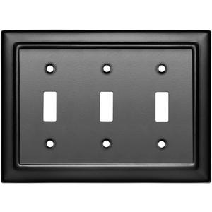 Monarch Abode Toggle Light Switch Cover Plate  3-Gang Matte Black Outlet Covers, Architectural Decorative Outlet Cover Wall Plates, Light Switch Plate Covers for Electrical Outlets, Pack of 1