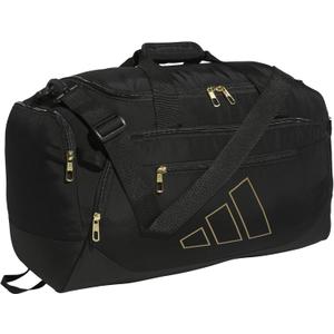adidas Defender 5.0 Duffel Bag  Durable for Sports, Gym & Travel (Small (42L), Black/Gold Metallic)