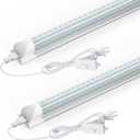 CNSUNWAY 2FT LED Shop Light, 24W 5000K 3600LM Super Bright, Utility T8 LED Light Fixture, D Shape, High Output, Linkable Shop Lights Tubes for Room, Garage, Workbench, Plug and Play, 2 Pack