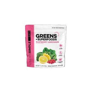 Clean Simple Eats Super Greens Powder, Raspberry Lemonade, 30 Servings | Chlorella & Spirulina | Prebiotic Fiber | Superfoods | Gluten Free | No Artificial Ingredients | Naturally Flavored