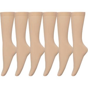 Bestjybt Women's Opaque Stretchy Nylon Knee High Stockings Trouser Socks 6 Pairs (Nude)