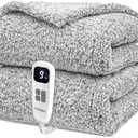 Heated Blanket Electric Blanket Throw - Fast Heating Blanket Throw Double Sided Sherpa Ultra Soft Cozy with 6 Heating Levels & 1-4 Hours Auto Off, Machin Washable, 50 x 60 Inches,  Light Grey, Throw