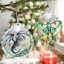 2 x Dragon Ornament Christmas Decoration & Christmas Ornament; Stained Glass Holiday Decoration (Holiday Present, Bauble Present, Gift Idea, Gift Exchange) | Heirloom Keepsakes