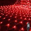 WATERGLIDE Outdoor Valentines Net Lights, 12FT x 5FT 360 LED Mesh String Light with 8 Lighting Mode, Connectable Waterproof Lights for Garden Tree Bushes, Christmas Wedding Party Decorations, Red