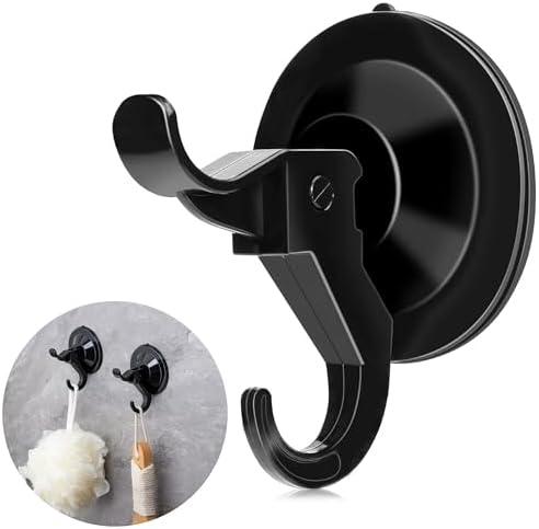 ANDGOO Suction Cup Hooks for Shower, 20 Pack Small Window Hooks Suction Cups, Black Aacuum Adhesive Hanger, Heavy Duty Utility Hooks Use to Hang on Tile, Door, Living Room,Towel, Bedroom