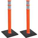 Cortina EZ Grab Delineator 45" Post, 3" Hip Collars with 10 lb Base, 03-747RBC-2, Orange, 2 Pack