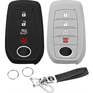 QBUC 2PCS for Toyota Key Fob Cover, Silicone 4 Button Key Case for Toyota 2019+ Land Cruiser 2021-2025 Venza RAV4 Corolla Grand Highlander Tundra Crown 2022-2025Tacoma TRD Corolla SE Camry XSE