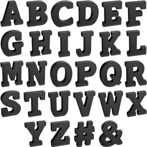 Bright Creations 54 Pieces 3D Wooden Alphabet Letters for Tabletop, Home Wall, Party Decor, DIY Crafts, A-Z (3 Inch, Black, 0.6 in Thick) - Letters for Wall Decor