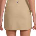 KPSUN Women's Swim Skirt with Pockets Tummy Control Bathing Suit Bottoms High Waisted Stretchy Athletic Swimsuit Skirts 2025 (Medium, Khaki)