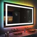 LOAAO 40X30 RGB LED Bathroom Mirror with Lights for Bathroom, Anti-Fog, DimmableMultiple Light Modes, RGB Backlit + Front Light, Memory Function, Tempered Glass