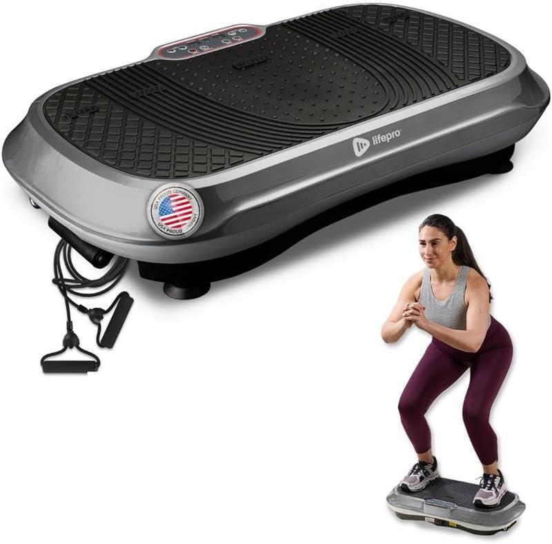 Lifepro Waver Vibration Plate Exercise Machine for Lymphatic Drainage, Muscle Activation, Full-Body Workout Vibrating Platform with Loop Bands, Fitness Equipment for Strength Toning & Fat Loss (Gray)
