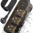 Outdoor Power Strip, 3 AC Outlets, 15 FT, 1625W/13A High-Power Single-Device Use, with Anti-Electric Shock & IPX6 Waterproof, Ideal for Backyard, Patio, Garage, Kitchen, Workshop, Camping, RV