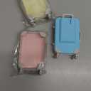 Honeydak 3 Pcs Mini Plastic Suitcase False Eyelashes Tray Luggage Trolley Candy Box Clear Suitcase Packaging Case Party Favor Box for Jewelry Cosmetic Hairpins Storage (Pastel Color,7 x 3.7 x 2 Inch)