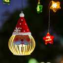 Santa Christmas Solar Lantern Hanging, Santa Claus Christmas Solar Lights Waterproof, Christmas Outdoor Lantern Decorations for Home, Porch, Patio, Yard, Garden (Red)