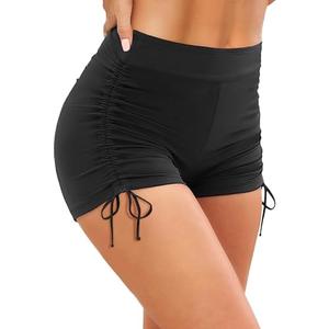 Women Swim Shorts High Waisted Swimsuit Shorts Tummy Control Bathing Suit Bottom Plus Size Boyshorts, XXL, Black