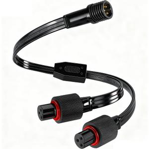 Y-Splitter for Govee Permanent Outdoor Lights, Y-Shaped Extension Cable for H705A H705B H705C H706A H706B H706C, IP68 Waterproof Extension Cord, 3 Pin Power Cord, 1 Male to 2 Female, Black