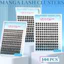 2 x Manga Lash Clusters Spiky Fluffy Lash Clusters 10-16mm 144pcs DIY Eyelashes Clusters Soft Look Like Lashes Extensions (Spikepop)