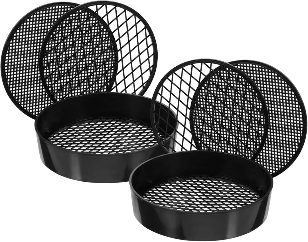 Vaguelly Handheld Science Test Sieves 2 Sets Plastic Lab Sieve with Interchangeable Mesh for Kids Science Experiment Soil Seed Screening Educational Tool