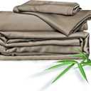 ClevaHome Sheets Queen Bed Sheet Set, 100% Rayon derived from Bamboo, Luxuriously Soft, Cooling, Double Stitching, 16" Deep Pockets Imported (Queen, Taupe)