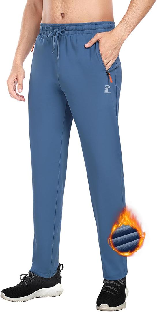 Men's Fleece Sweatpants Zipper Pockets Running Joggers Gym Athletic Sweat Pants for Winter Workout Warm Pant (XX-Large, Blue Gray)