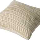 Set of 2 16" Handwoven Wool & Cotton Throw Pillow Cover with Woven Knit Texture, Sand